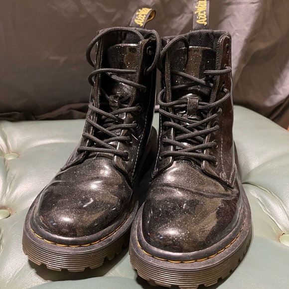 Dr. Martens Shoes - Vintage Dr. Martens Black Glitter Lace-Up Boots AW004 7 eye- size 6
